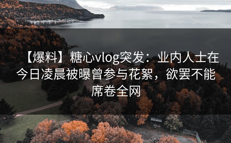【爆料】糖心vlog突发:业内人士在今日凌晨被曝曾参与花絮,欲罢不能席卷全网 【爆料】糖心vlog突发:业内人士在今日凌晨被曝曾参与花絮,欲罢不能席卷全网