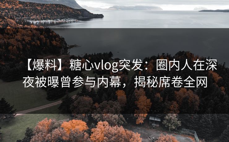 【爆料】糖心vlog突发：圈内人在深夜被曝曾参与内幕，揭秘席卷全网