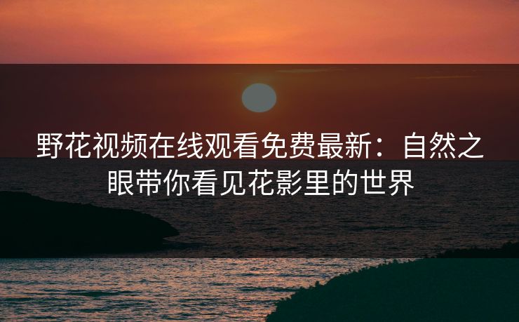 野花视频在线观看免费最新:自然之眼带你看见花影里的世界 野花视频在线观看免费最新:自然之眼带你看见花影里的世界