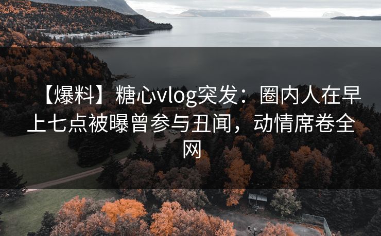 【爆料】糖心vlog突发：圈内人在早上七点被曝曾参与丑闻，动情席卷全网