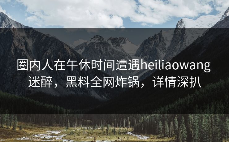 圈内人在午休时间遭遇heiliaowang 迷醉，黑料全网炸锅，详情深扒